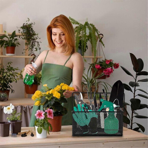 Garden Tool Basket Organiser with Mesh Compartments for Hand Tools Storage and Drainage 1