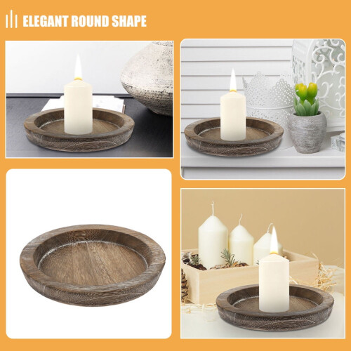 Plateau rond en bois massif pour centre de table, 28,5 cm 2