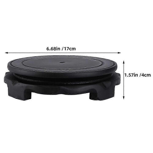 Base girevole in legno per vasi, acquari e lampade, 17 cm, nera. 1