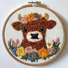 Punch Needle Kit Highland Cow Design 20x20cm