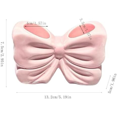 Zahnbürstenhalter in rosa Keramikschleife 2
