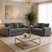 (2 Seater, Steel) Milano Plush Velvet Sofa Set 2 Seater 3 Seater Corner Sofa Armchair Luxury Living Room Furniture
