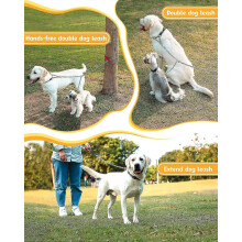 Guinzaglio doppio per cani con connettore tandem in lega cromata, divisore da 60 cm per passeggiate con due cani di taglia media e grande