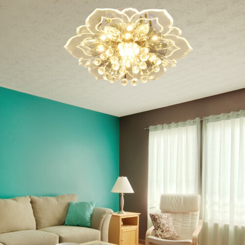 LED krystalblomst loftslysekrone 9W 2