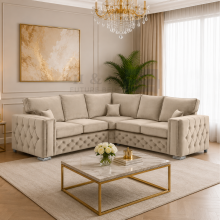 (Armchair, Mink) Milano Plush Velvet Sofa Set 2 Seater 3 Seater Corner Sofa Armchair Luxury Living Room Furniture