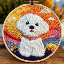 Punch Needle Kit Maltese Dog 20x20cm Beginner Set