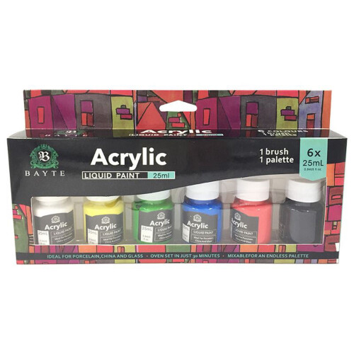 6-Color Acrylic Paint Set, 25ml Tubes