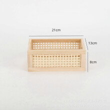 Wooden Desktop Storage Basket with Handles, Multipurpose Organiser for Books, Toys, Cosmetics