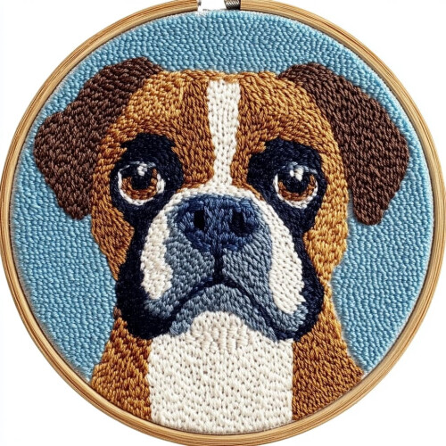 Punch Needle Set Cartoon Boxer Hond 20x20cm