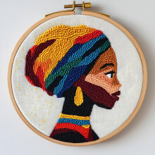 Kit de punzón para mujer africana abstracta, 20x20 cm