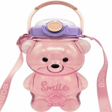 Garrafa de água Kawaii Bear de 1 litro à prova de vazamentos com alça.