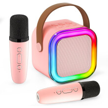 Mini máquina de karaoke con Bluetooth y 2 micrófonos