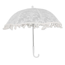 Hvid blondeparasolparaply – vintage-stil, 45 cm foldet