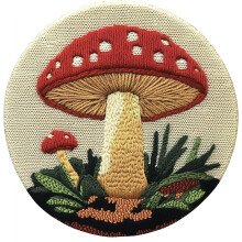 Zestaw do robienia igieł Mushroom Punch Needle – wzór drukowany, tamborek i włóczka