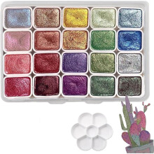 Coffret de peinture aquarelle à paillettes métalliques professionnelles - 12 couleurs