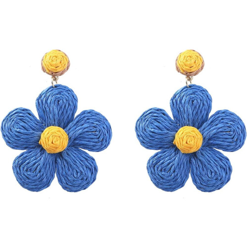 Σκουλαρίκια Rattan Flower Drop για γυναίκες, Boho Style, 1 ζευγάρι