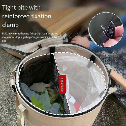 Camping Trash Can Foldable Portable Outdoor Garbage Bin with Lid for Garden Storage 2
