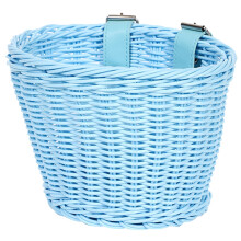 Cesta de mimbre para bicicleta, para manillar delantero, con correa ajustable.
