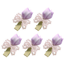 Comfortable Fabric Handwoven Side Hair Clip with Pearls-Purple