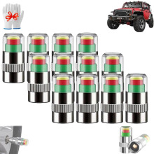 4PCS Car Tire Pressure Monitor Valve Stem Caps,with 3 Color Eye Alert Sensor Indicator,Universal Valve Stem Caps for Cars