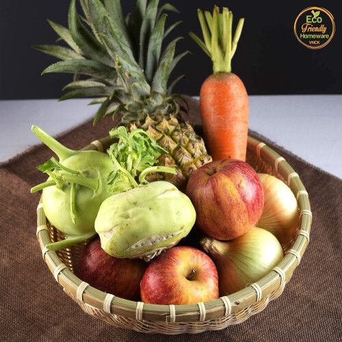 Handmade bamboo flat tray for fruit and snacks, 1 piece 1