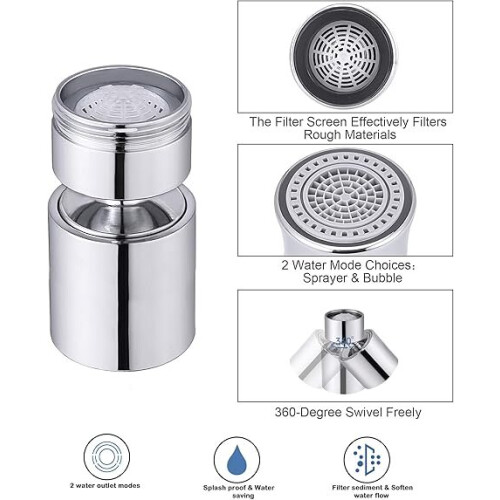 Faucet Aerator compatible with Samodra m24, 360 Rotating, Splash-Proof for Kitchen Sink Use 1