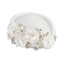 Elegant Rhinestones Flower Beret Hat For Women Girl-White