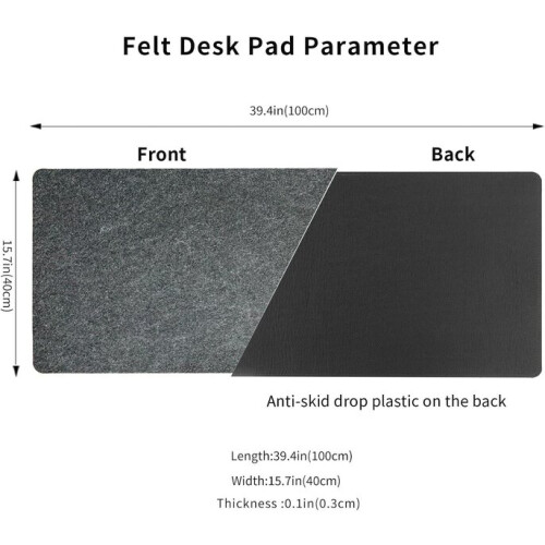 Mouse Mat Non-Slip Dark Grey Large Desk Protector Rollable for Office Computer Laptop 1