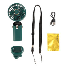 Mini ABS håndholdt ventilator med LED-display, 5 hastigheder og hals