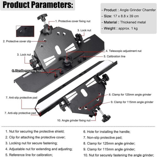 Angle Grinder Chamfer Holder Compatible with 125mm Angle Grinders for 45 Degree Tile Cutting 2
