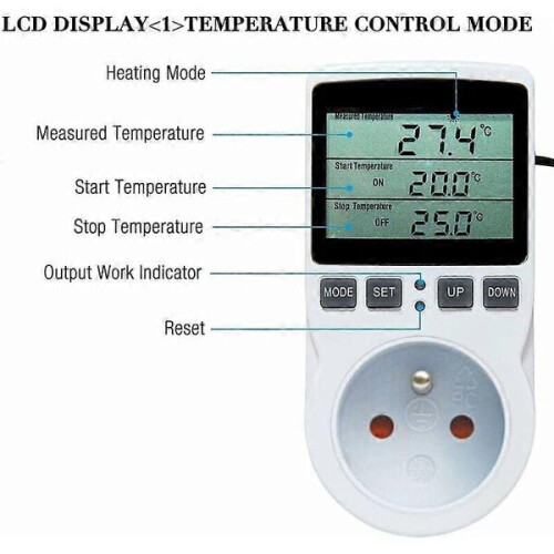 Thermostat Socket with Digital Timer, Programmable Temperature Controller for Heating & Cooling 2