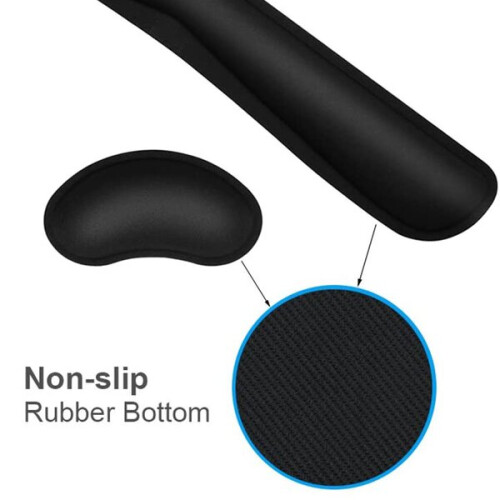 Keyboard and Mouse Wrist Rest Compatible with Most Laptops, Memory Foam Support with Waterproof Lining, Black 1