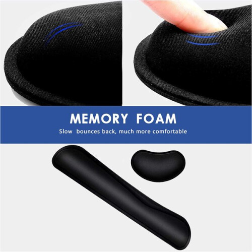 Keyboard and Mouse Wrist Rest Compatible with Most Laptops, Memory Foam Support with Waterproof Lining, Black 2
