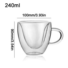 Gobelet en verre borosilicate en forme de cœur, 180 ml ou 240 ml