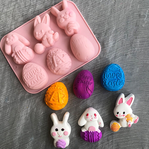 Silikonform for sjokolade påskeharen3D-egg til mat 2