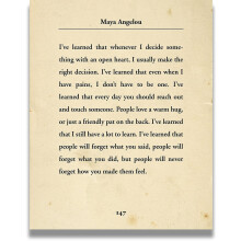 Affiche murale avec citation de Maya Angelou sur fond beige
