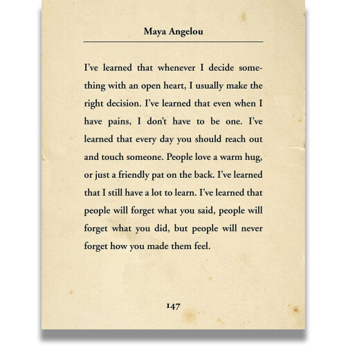 Affiche murale avec citation de Maya Angelou sur fond beige