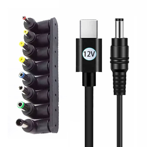 Καλώδιο τροφοδοσίας USB-C σε DC 5.5x2.1mm με 8 άκρες, 1m