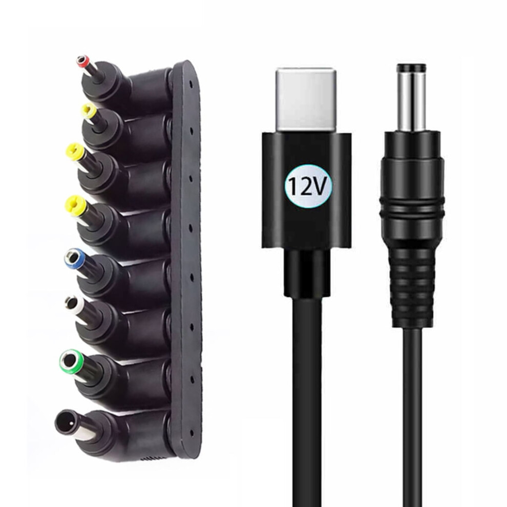 Usb-C To Dc 5.5X2.1mm Power Cable With 8 Tips, 1M 9058772182197