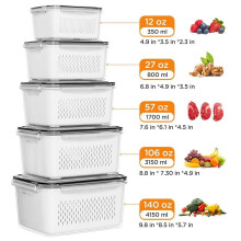 Juego de recipientes para almacenar frutas y verduras – 6 tamaños, sin BPA,