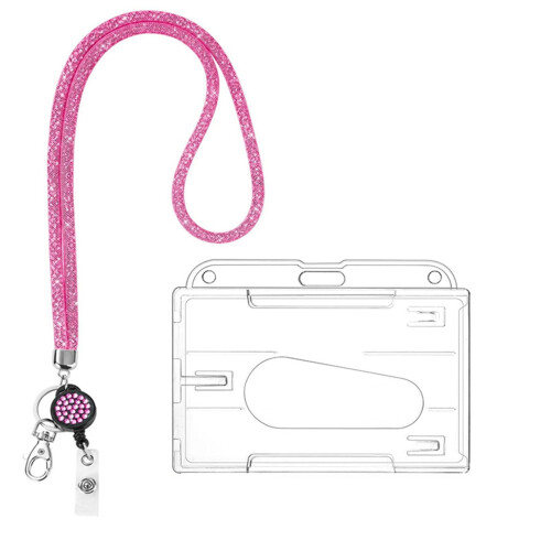 Lanière porte-badge Bling avec support rétractable