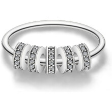 925 sterling zilveren fidget spinner ring met zirkonia kralen