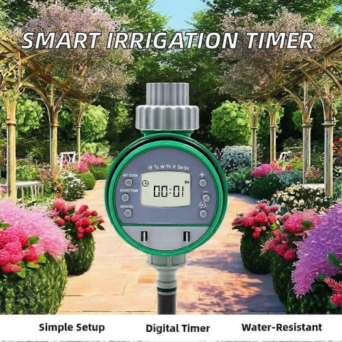 Digital Irrigation Timer Control, Outdoor Garden Watering with Automatic Programmable LCD Display, European Standard Plastic ABS+PP Construction 1