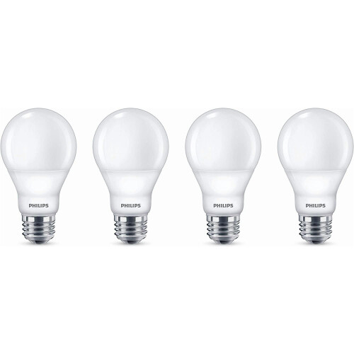 Lot de 4 ampoules LED A19, blanc chaud, dimmables, culot E26