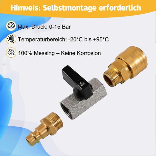 Brass Compressed Air Stopcock G1/4 Inch, Quick Release Coupling for Pneumatic Tools 2