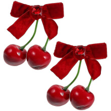 1 Pair Cute Cherry Bow Hair Clips for Girls Winter Hair Accessories for Holiday Everyday Wear