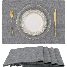 Dark Grey Cotton-Linen Placemats 13x19 inch Set of 4