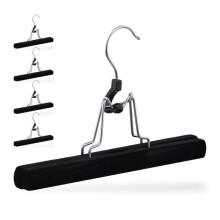 Relaxdays byx- och kjolgalgar, set om 5, lotusträ, sammetsbeläggning, halkfri, L: 25 cm, svart
