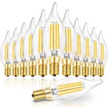 Ampoules LED E12 de type candélabre, 4 W, 450 lm, 5000 K, à intensité variable, embout flamme.
