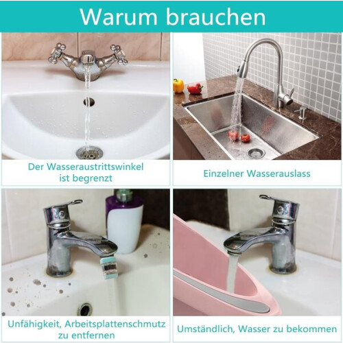 Faucet Mounting Extension with Soft Bubble & Power Shower Modes, 360 Adjustable Nodes 1